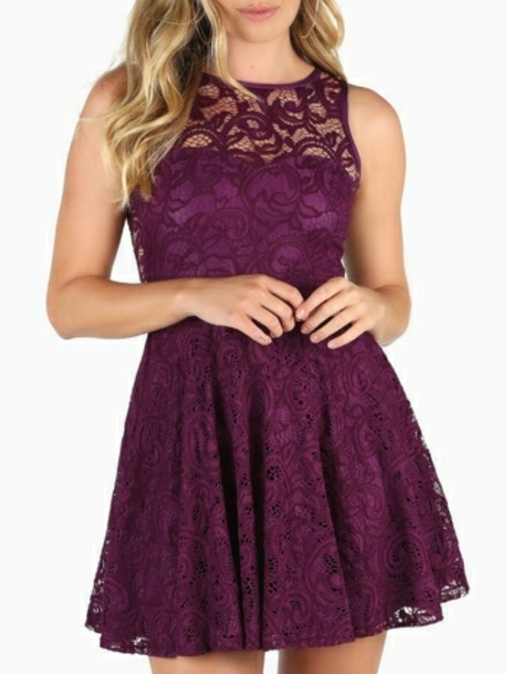 〰️Blackmilk〰️ Aubergine Lace Mini Skater Dress XL